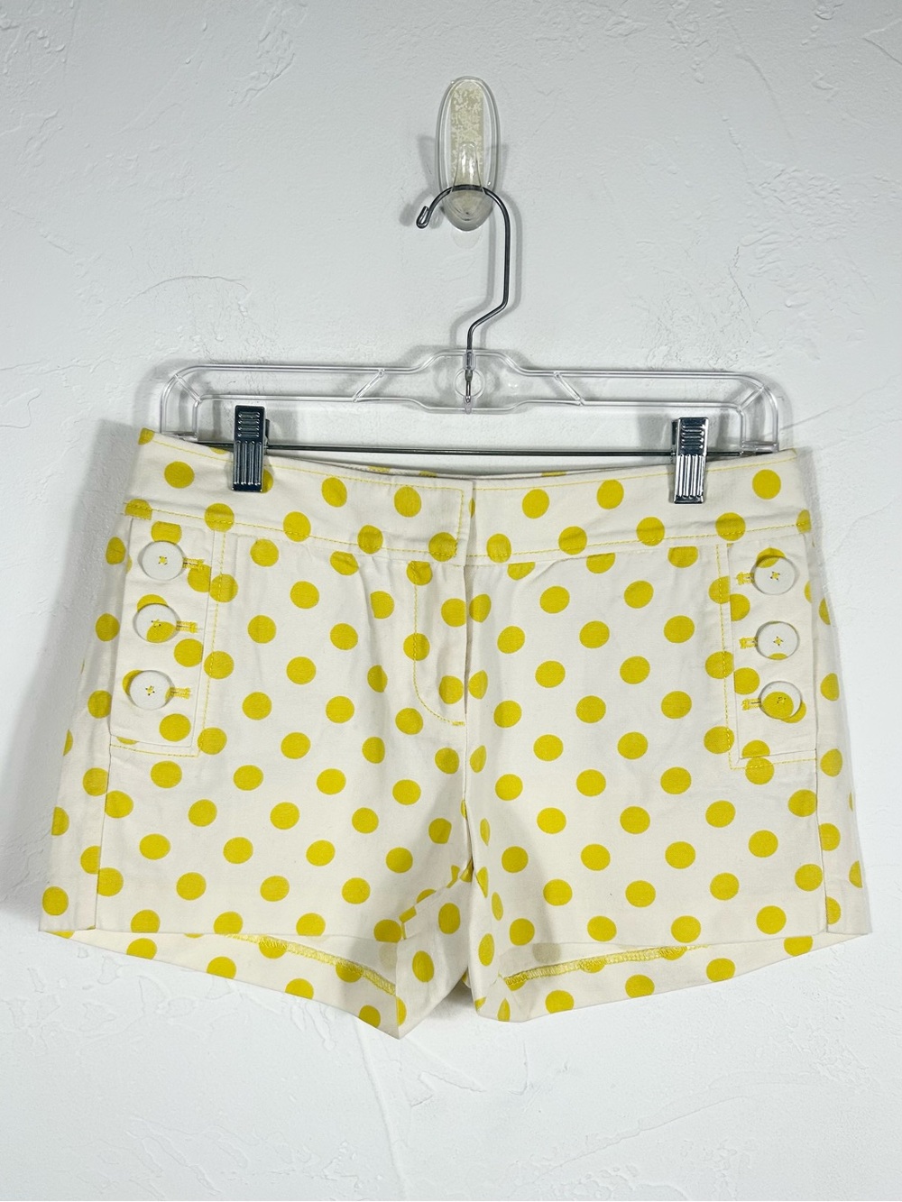 J.Crew Sailor Button Yellow Polka Dot Chino Shorts City Fit Women's Size 2